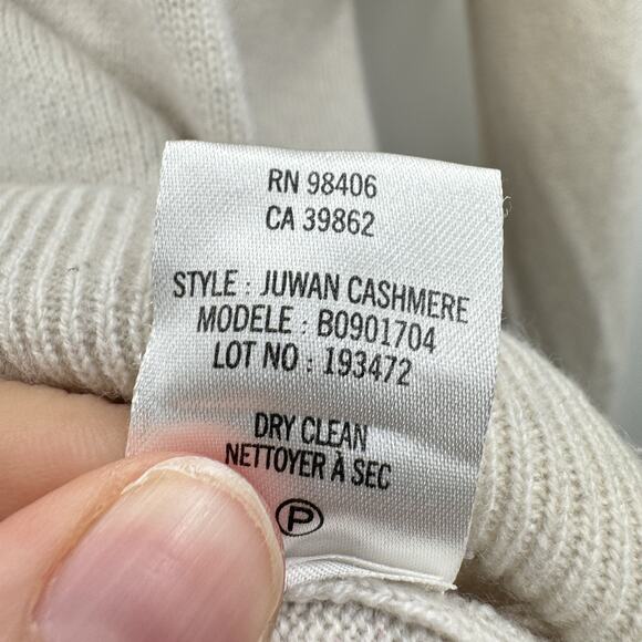 Theory 100% Cashmere Juwan Scoop Neck Sweater Sz L Light Gray Taupe - Picture 7 of 11